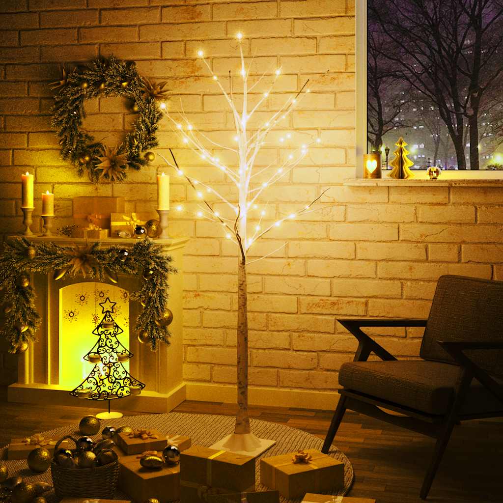 Vidaxl Berkenboom LED 96 LEDs warm weiß 180 cm Weiß