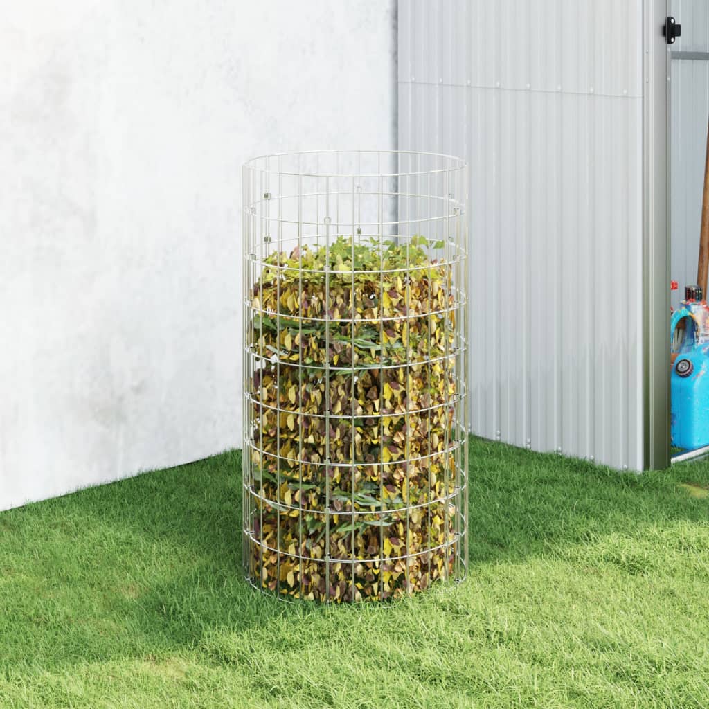 Vidaxl -Kompostbehälter Ø50x100 cm verzinkter Stahl