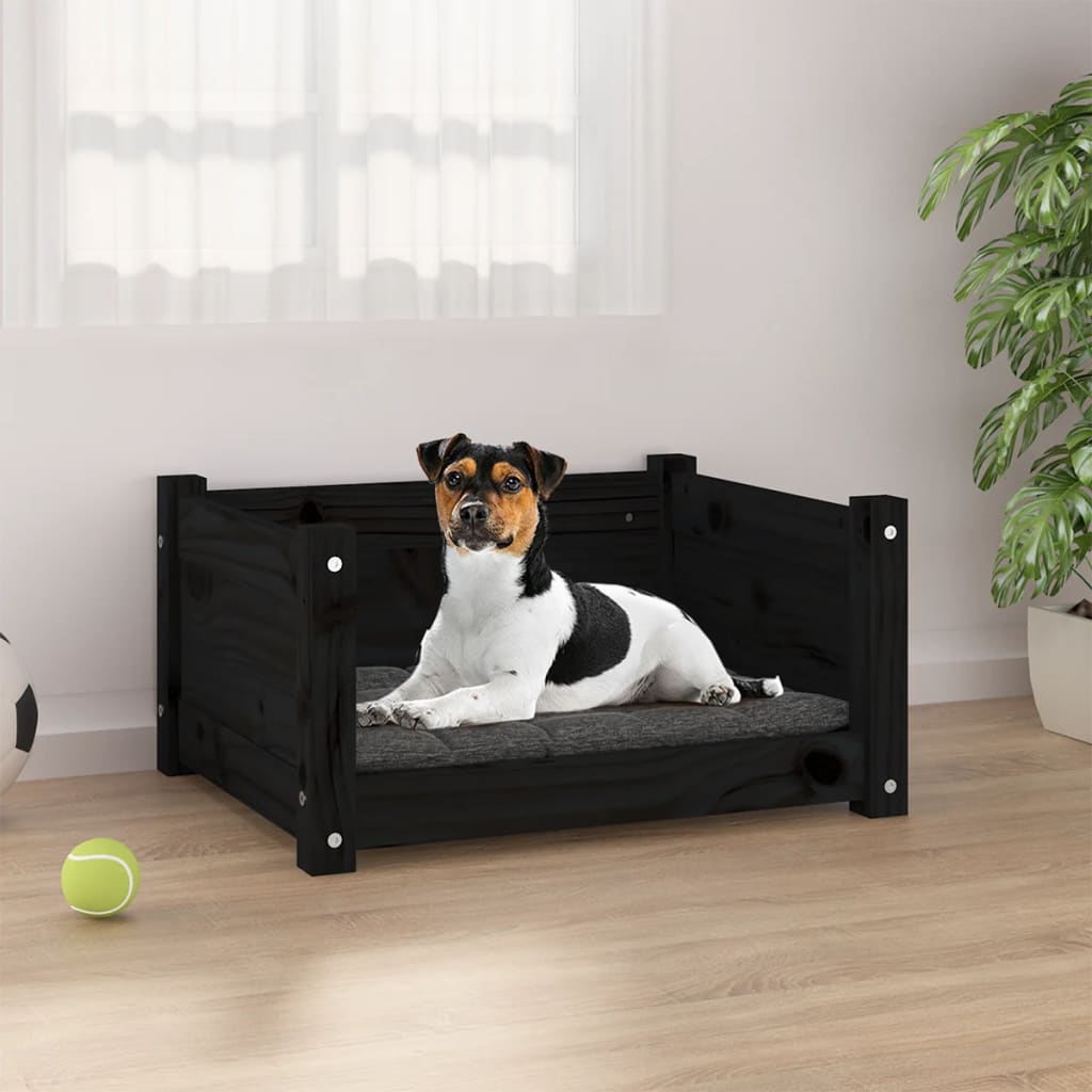 Vidaxl Hundekorb 55,5 x 45,5 x 28 cm Festkiefer Kiefer Schwarz