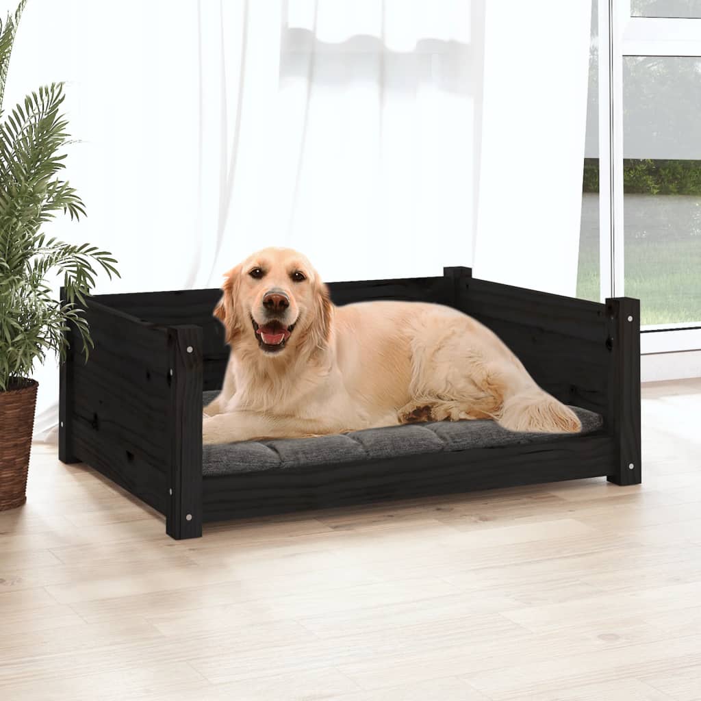Vidaxl Hundekorb 75,5 x 55,5 x 28 cm Festkiefer Kiefer Schwarz