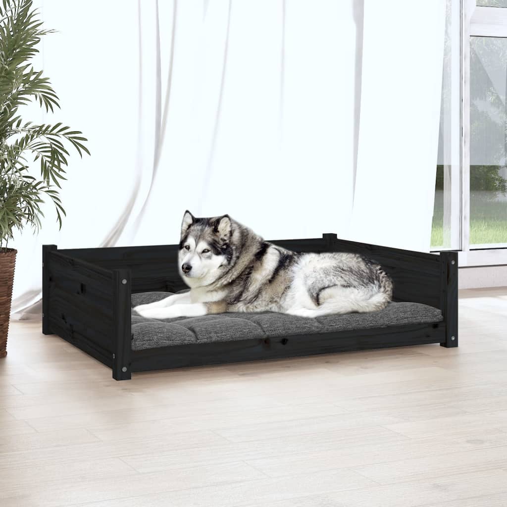 Vidaxl Hundekorb 105,5 x 75,5 x 28 cm Festkiefer Kiefer Schwarz