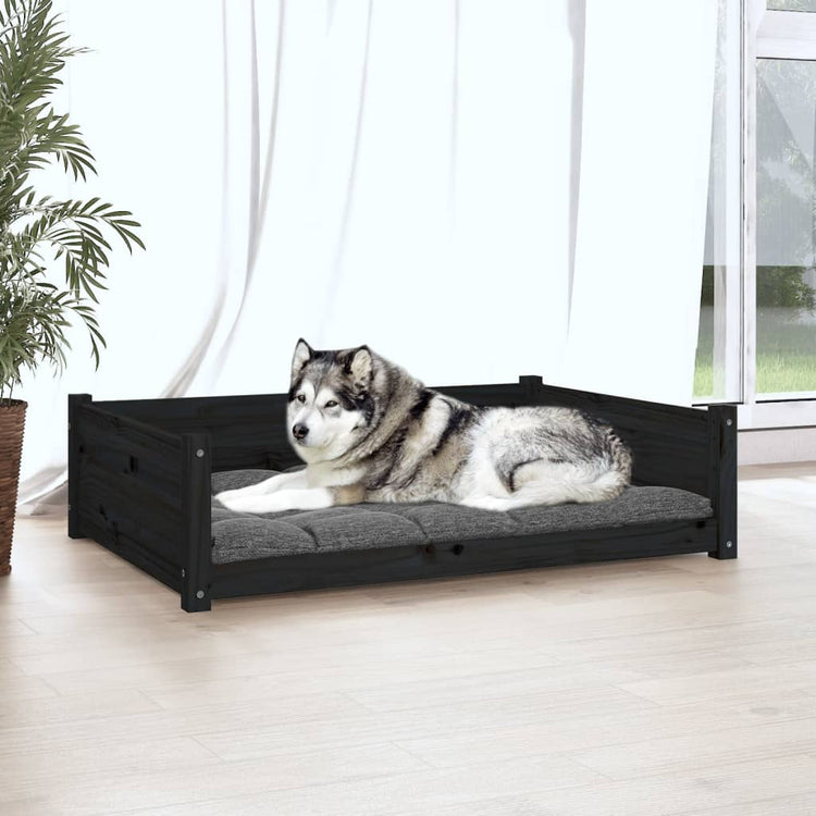 Vidaxl Hundekorb 105,5 x 75,5 x 28 cm Festkiefer Kiefer Schwarz