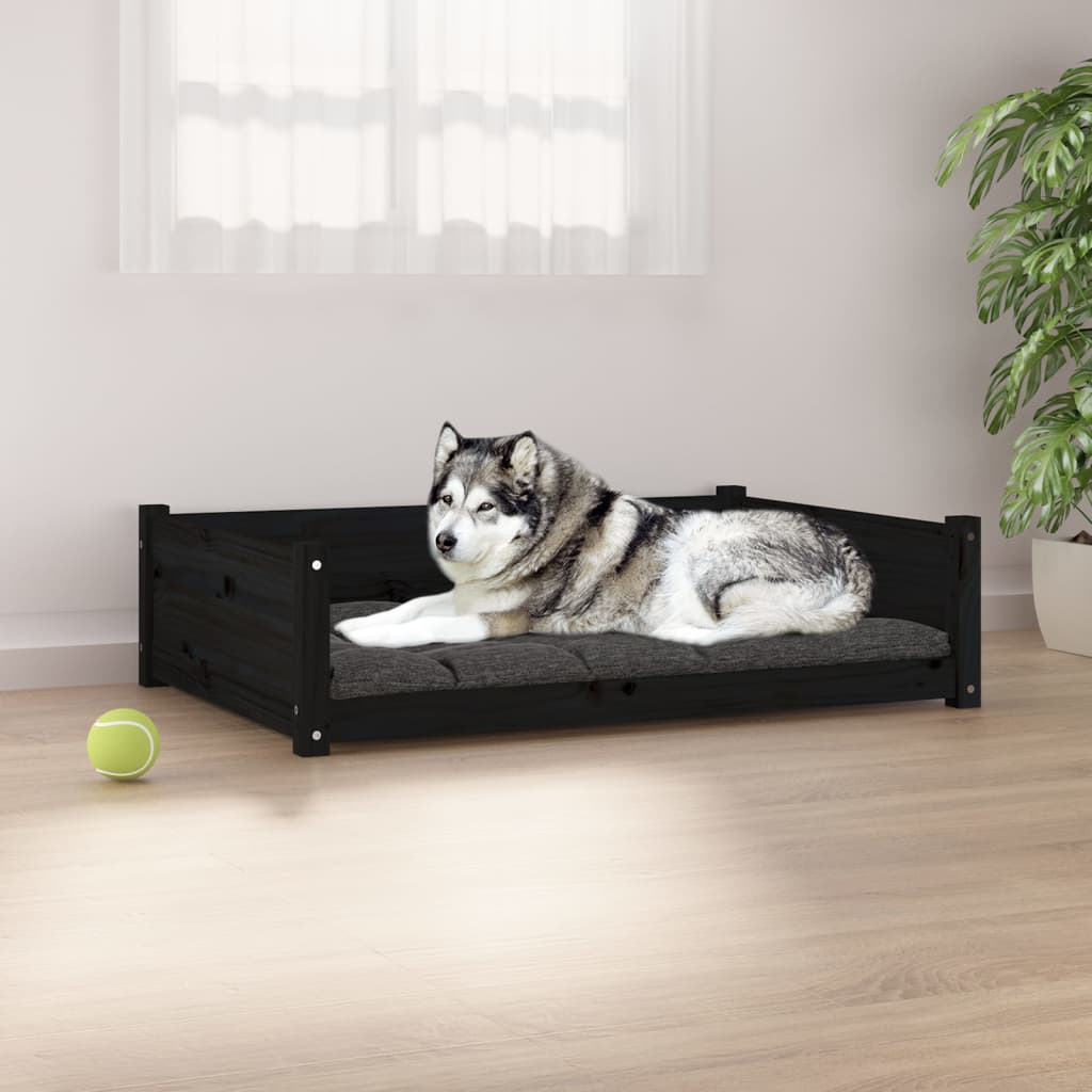 Vidaxl Hundekorb 105,5 x 75,5 x 28 cm Festkiefer Kiefer Schwarz
