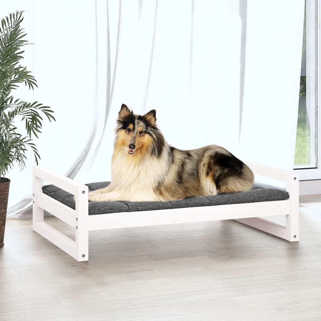 Vidaxl Hundekorb 95.5x65.5x28 cm Festkiefern Weiß weiß