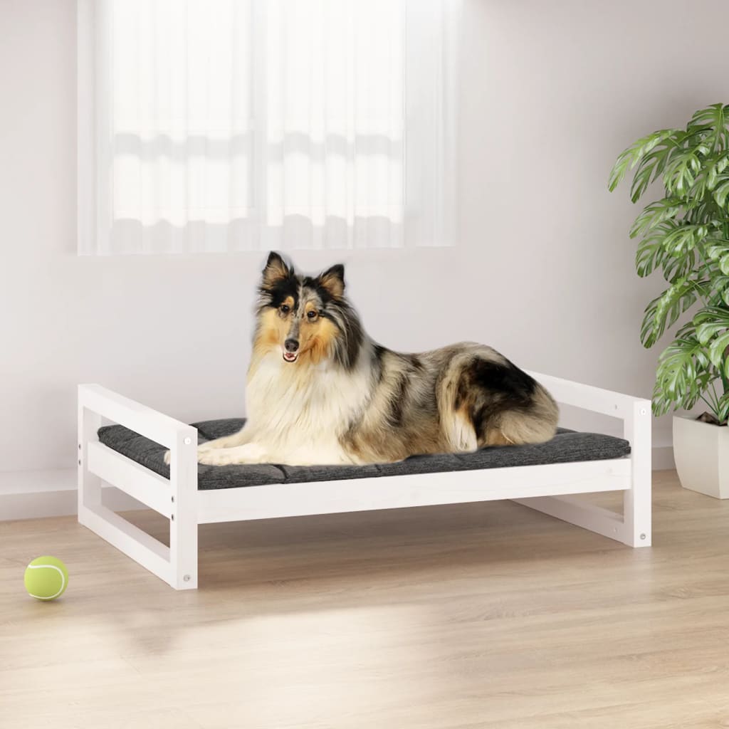 Vidaxl Hundekorb 95.5x65.5x28 cm Festkiefern Weiß weiß