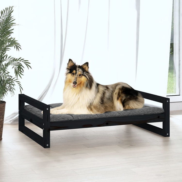 Vidaxl Hundekorb 95.5x65.5x28 cm Festkiefer Kiefer Schwarz