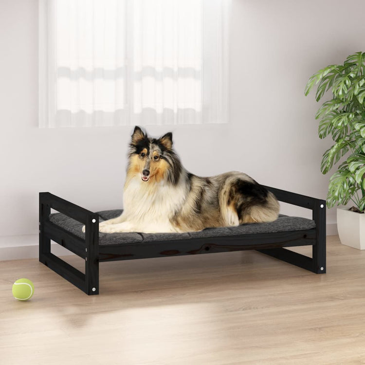 Vidaxl Hundekorb 95.5x65.5x28 cm Festkiefer Kiefer Schwarz