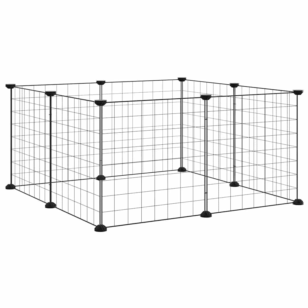 Vidaxl -Haustiere Käfig mit 8 Panels 35x35 cm Stahlschwarz