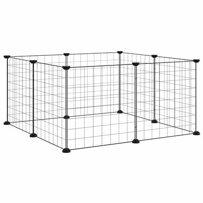 Vidaxl -Haustiere Käfig mit 8 Panels 35x35 cm Stahlschwarz