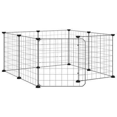 Vidaxl -Haustiere Käfig mit Tür 8 Paneele 35x35 cm Stahl schwarz