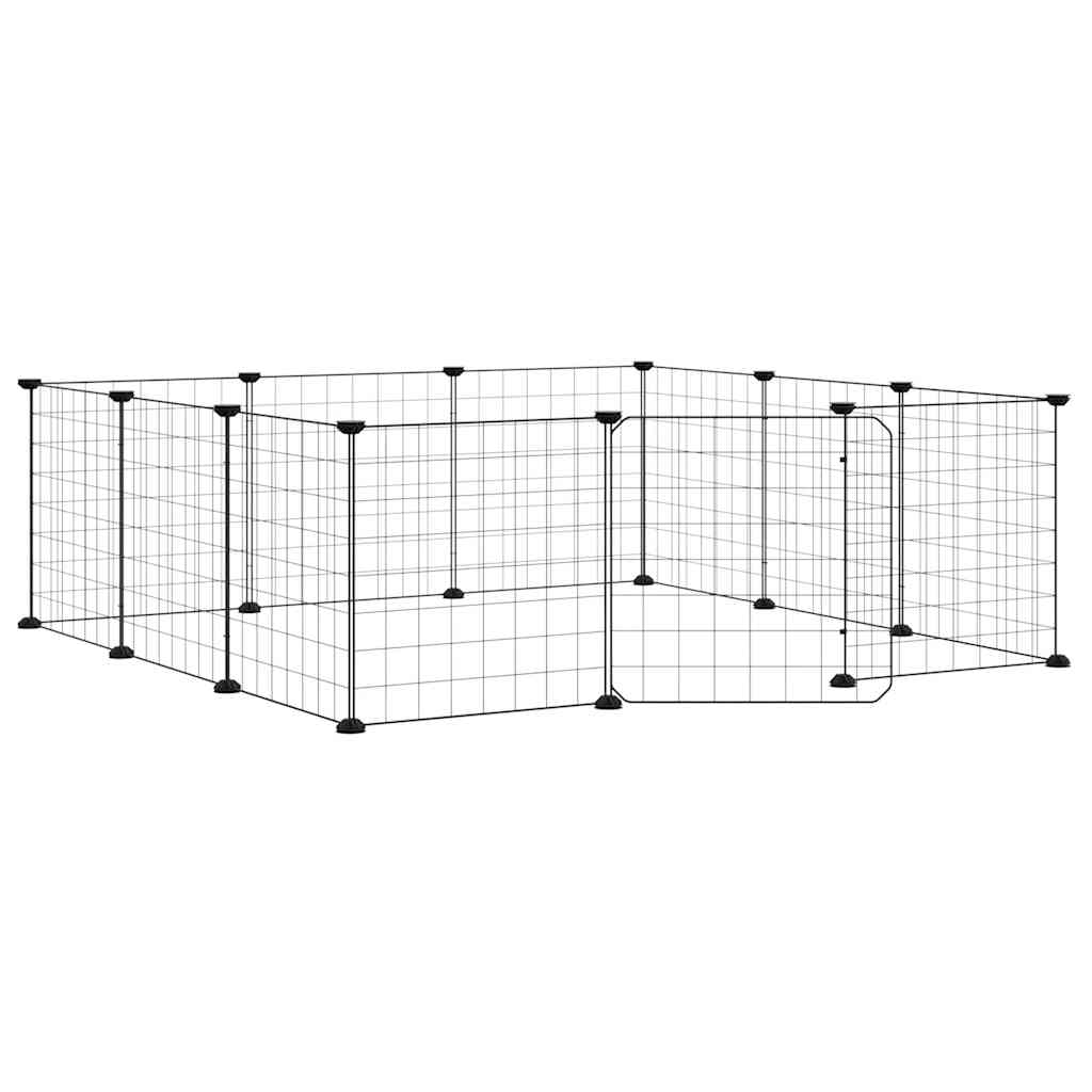 Vidaxl -Haustiere Käfig mit Tür 12 Paneele 35x35 cm Stahl schwarz