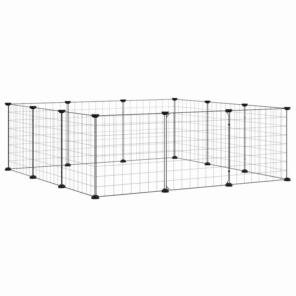 Vidaxl -Haustiere Käfig mit Tür 12 Paneele 35x35 cm Stahl schwarz