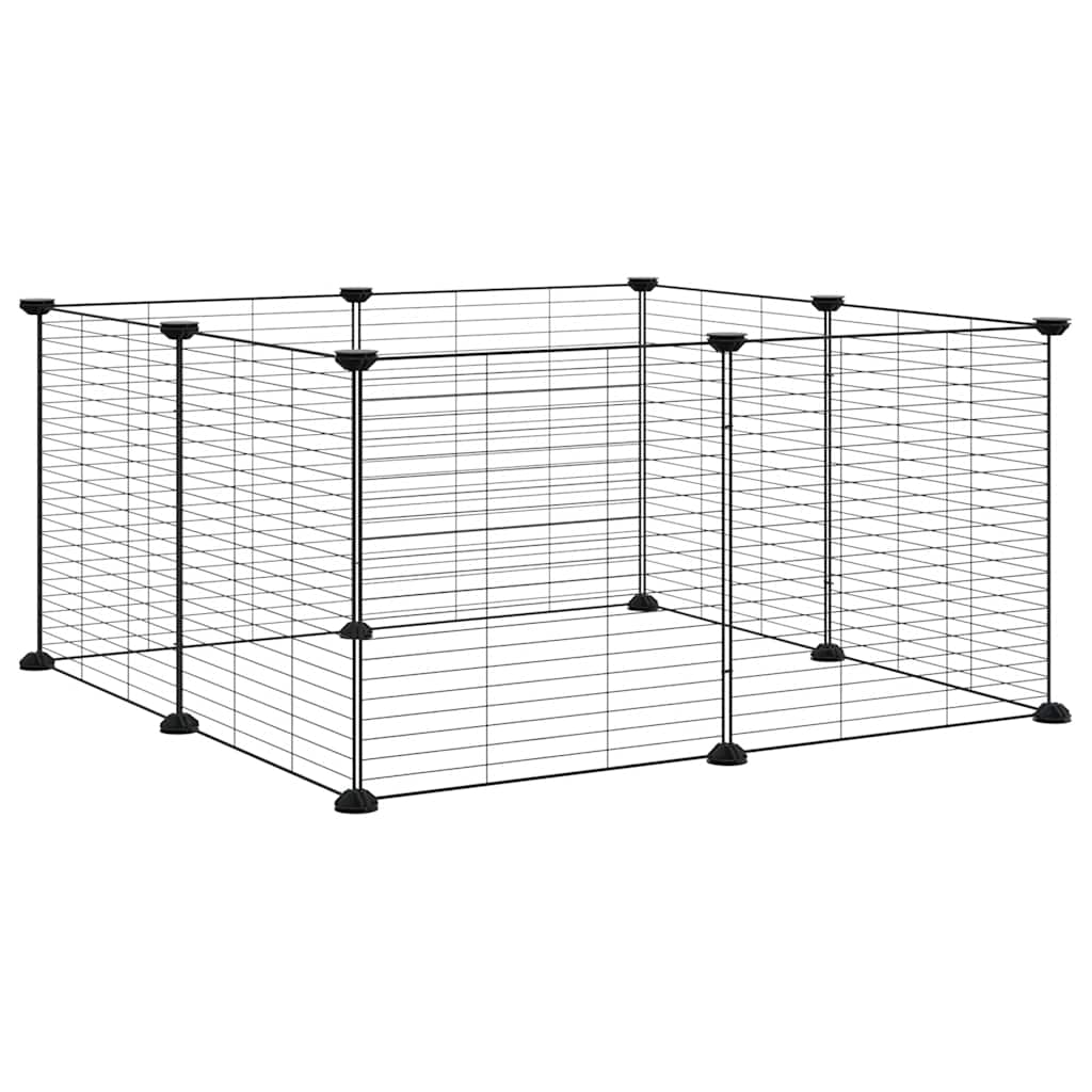Vidaxl -Haustiere Käfig mit 8 Panels 35x35 cm Stahlschwarz
