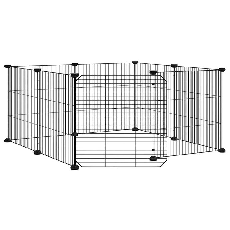 Vidaxl -Haustiere Käfig mit Tür 8 Paneele 35x35 cm Stahl schwarz