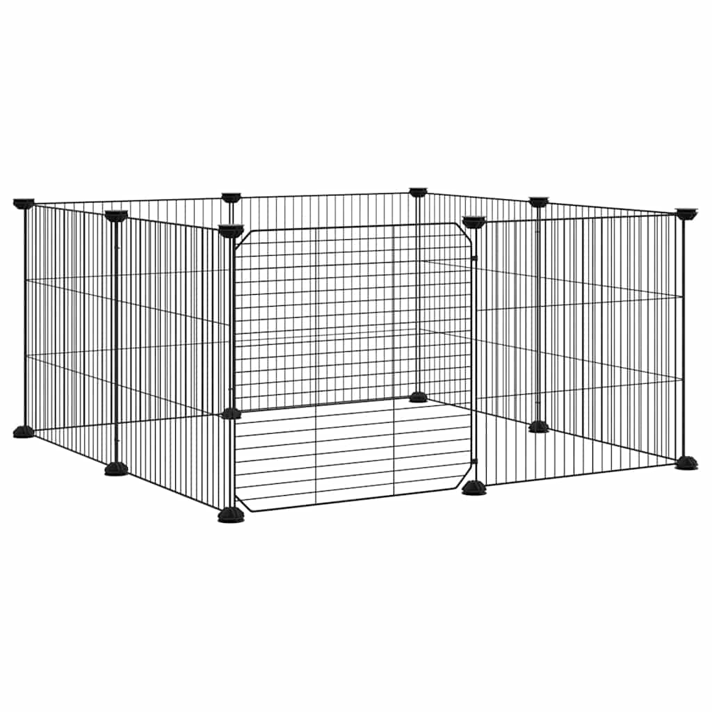 Vidaxl -Haustiere Käfig mit Tür 8 Paneele 35x35 cm Stahl schwarz