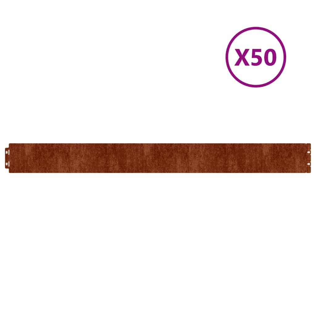 Vidaxl -Gazonkanten 50 Stück 10x103 cm Flexibler Cortenstaal