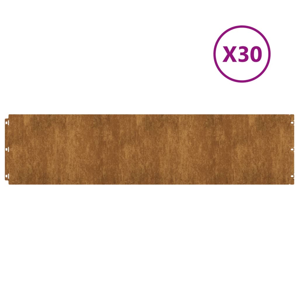 Vidaxl -Gazonkanten 30 Teile 25x103 cm Flexibler Cortenstaal