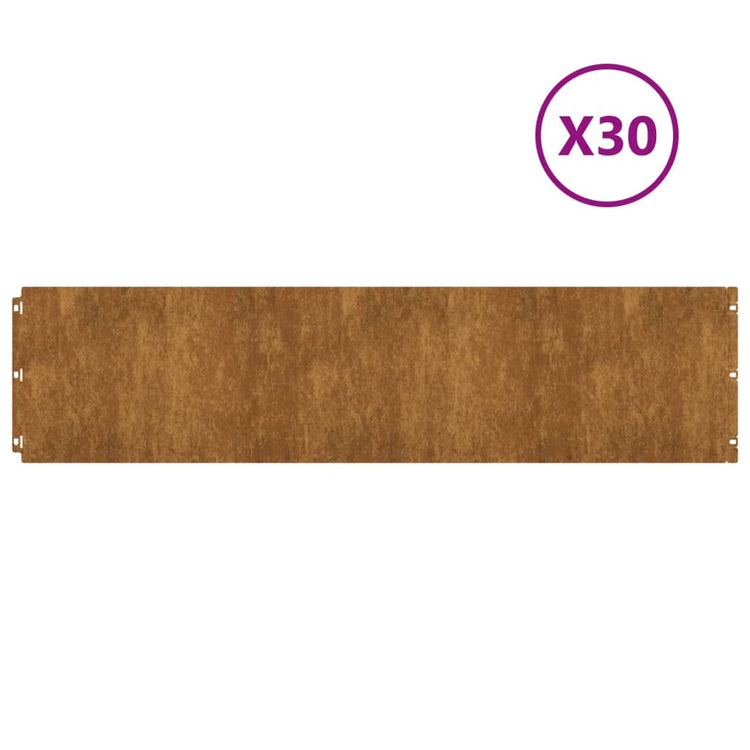 Vidaxl -Gazonkanten 30 Teile 25x103 cm Flexibler Cortenstaal