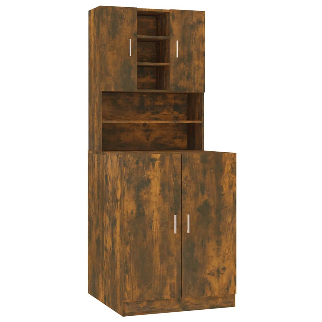 Vidaxl Waschmaschinenschrank bearbeitet Holz geräucherte Eiche farbig