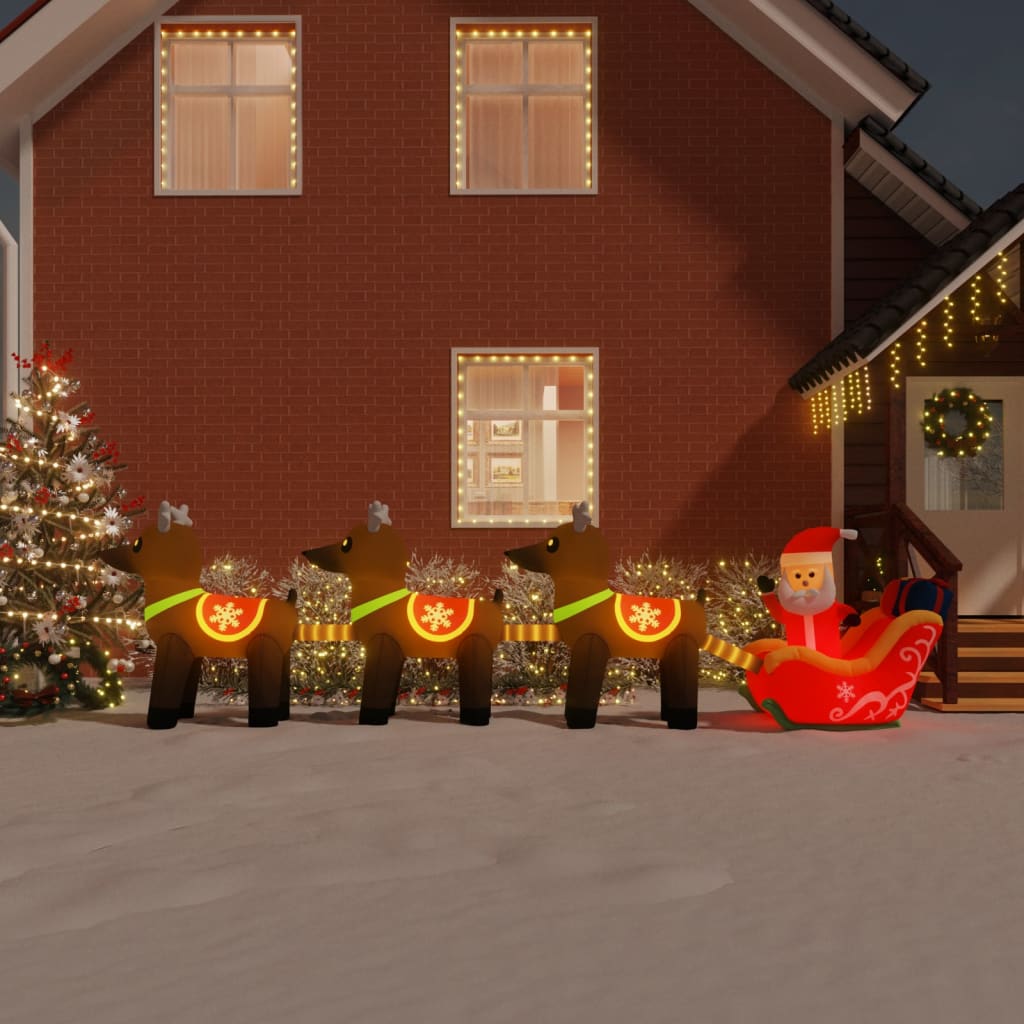 Vidaxl Weihnachtsdekoration Santa Claus und Rentier aufblasbare LED 138 cm