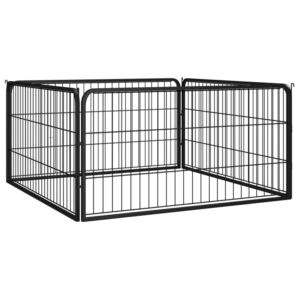 Vidaxl -Hund Kennel 4 Paneele 100x50 cm Pulver -Stahlschwarz