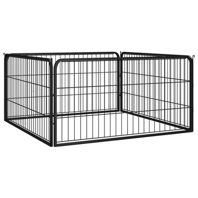 Vidaxl -Hund Kennel 4 Paneele 100x50 cm Pulver -Stahlschwarz