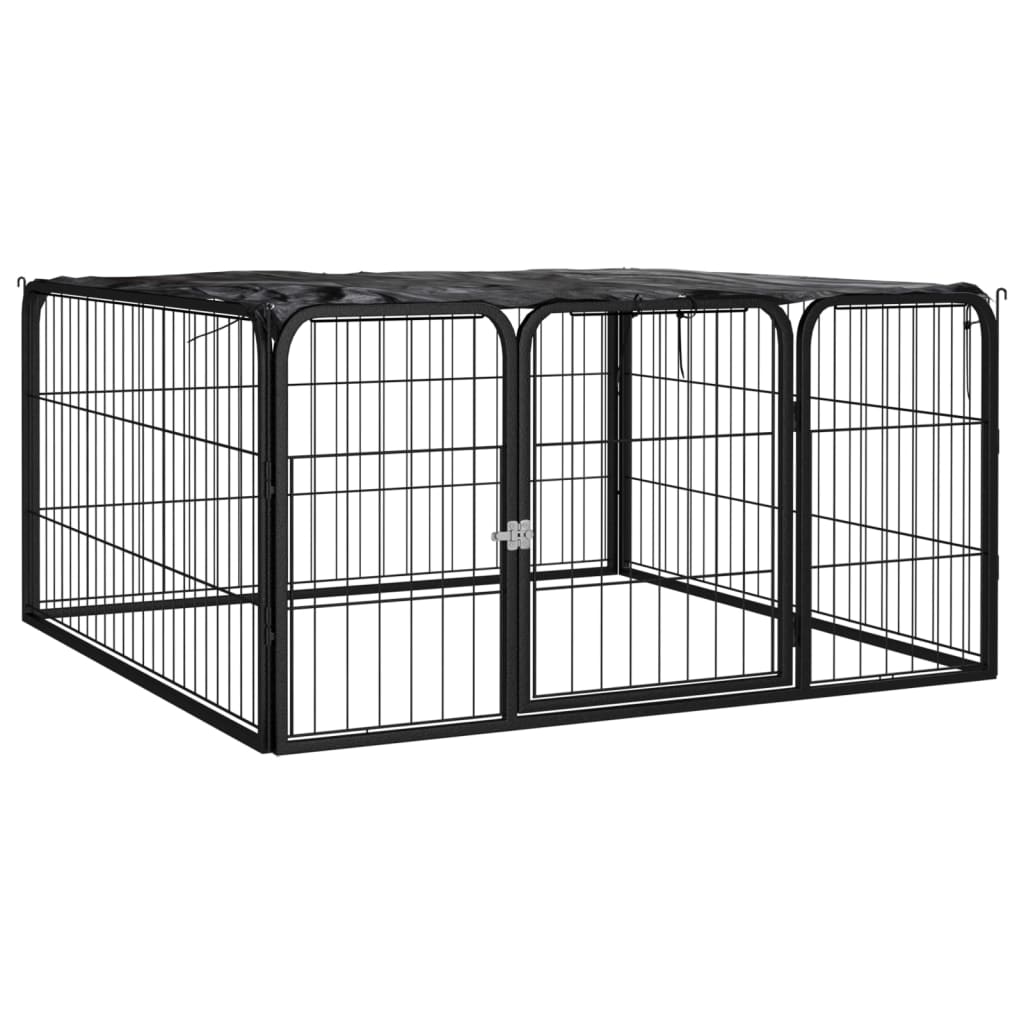 Vidaxl -Hund Kennel 4 Paneele 100x50 cm Pulver -Stahlschwarz