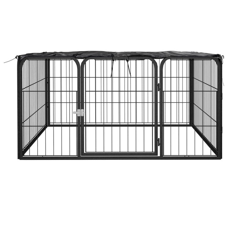 Vidaxl -Hund Kennel 4 Paneele 100x50 cm Pulver -Stahlschwarz