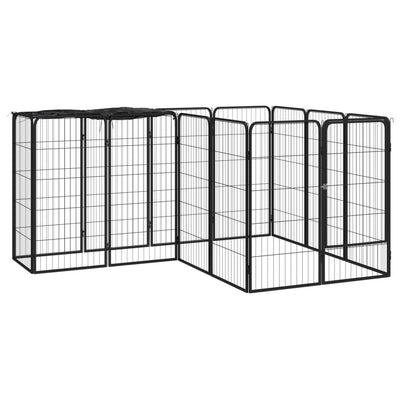 Vidaxl -Hundezwinger 14 Paneele 50 x 100 cm Pulver -Stahlschwarz