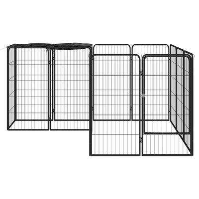 Vidaxl -Hundezwinger 14 Paneele 50 x 100 cm Pulver -Stahlschwarz