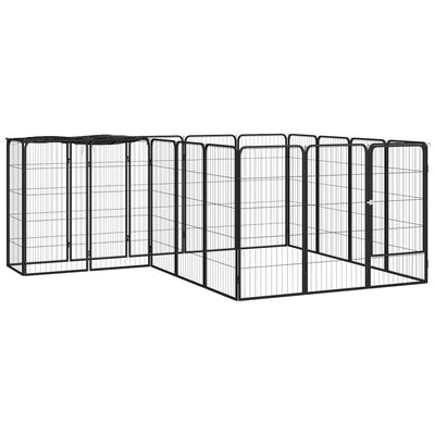 Vidaxl -Hundezwinger 18 Paneele 50 x 100 cm Pulver -Stahlschwarz