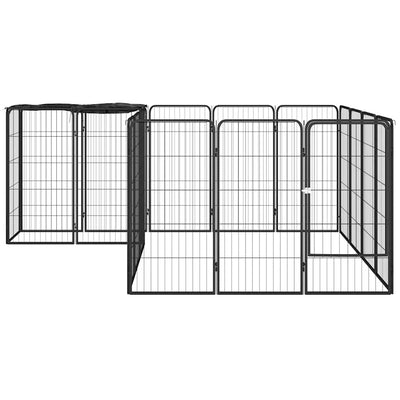 Vidaxl -Hundezwinger 18 Paneele 50 x 100 cm Pulver -Stahlschwarz