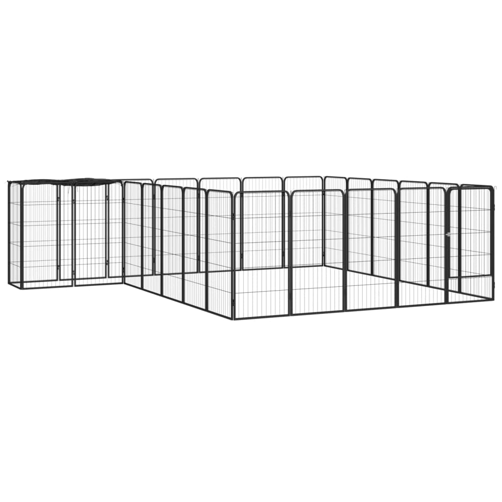Vidaxl -Hundezwinger 26 Paneele 50 x 100 cm Pulver -Stahlschwarz Schwarz