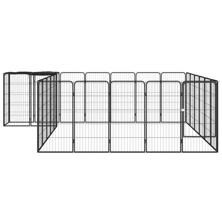 Vidaxl -Hundezwinger 26 Paneele 50 x 100 cm Pulver -Stahlschwarz Schwarz