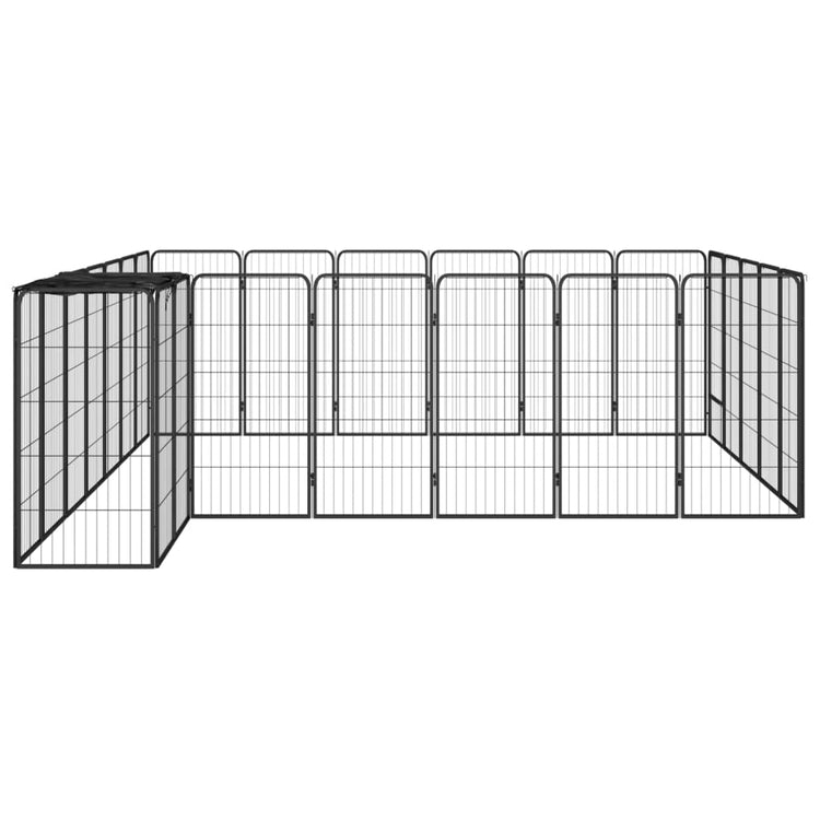 Vidaxl -Hundezwinger 26 Paneele 50 x 100 cm Pulver -Stahlschwarz Schwarz