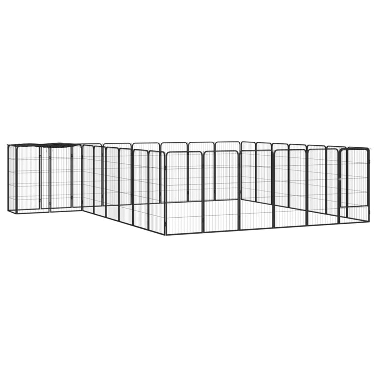 Vidaxl -Hundezwinger 30 Paneele 50 x 100 cm Pulver -Stahlschwarz