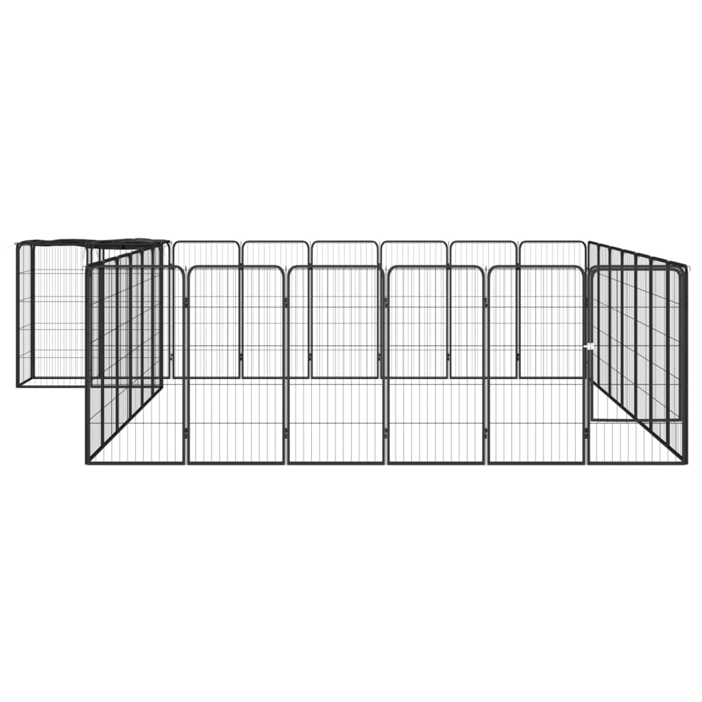 Vidaxl -Hundezwinger 30 Paneele 50 x 100 cm Pulver -Stahlschwarz