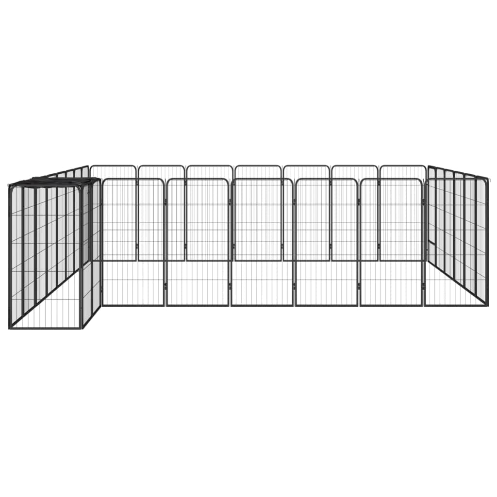 Vidaxl -Hundezwinger 30 Paneele 50 x 100 cm Pulver -Stahlschwarz