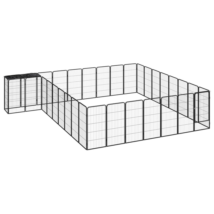 VIDAXL -Hund Kennel 34 Paneele 50 x 100 cm Pulver -Stahlschwarz Schwarz