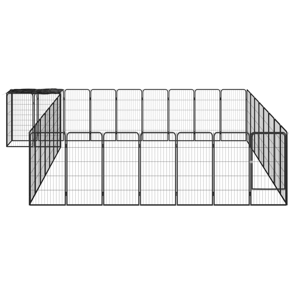 VIDAXL -Hund Kennel 34 Paneele 50 x 100 cm Pulver -Stahlschwarz Schwarz