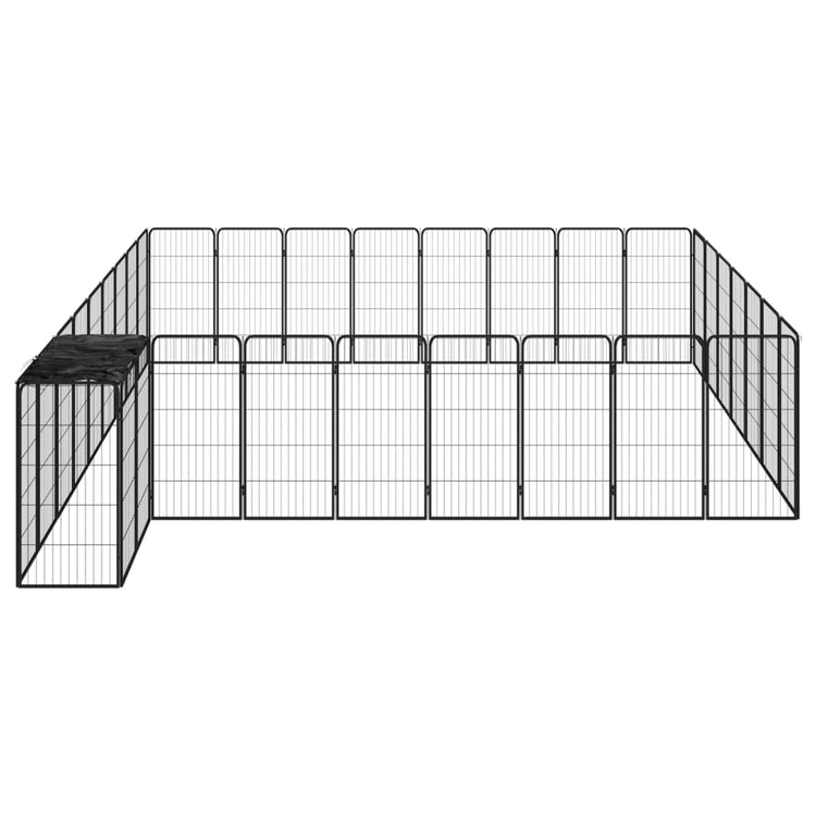 VIDAXL -Hund Kennel 34 Paneele 50 x 100 cm Pulver -Stahlschwarz Schwarz