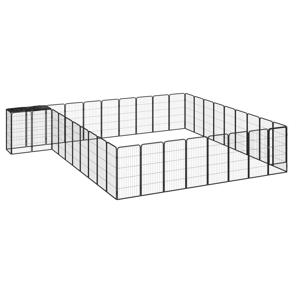 Vidaxl -Hundezwinger 38 Paneele 50 x 100 cm Pulver -Stahlschwarz schwarz
