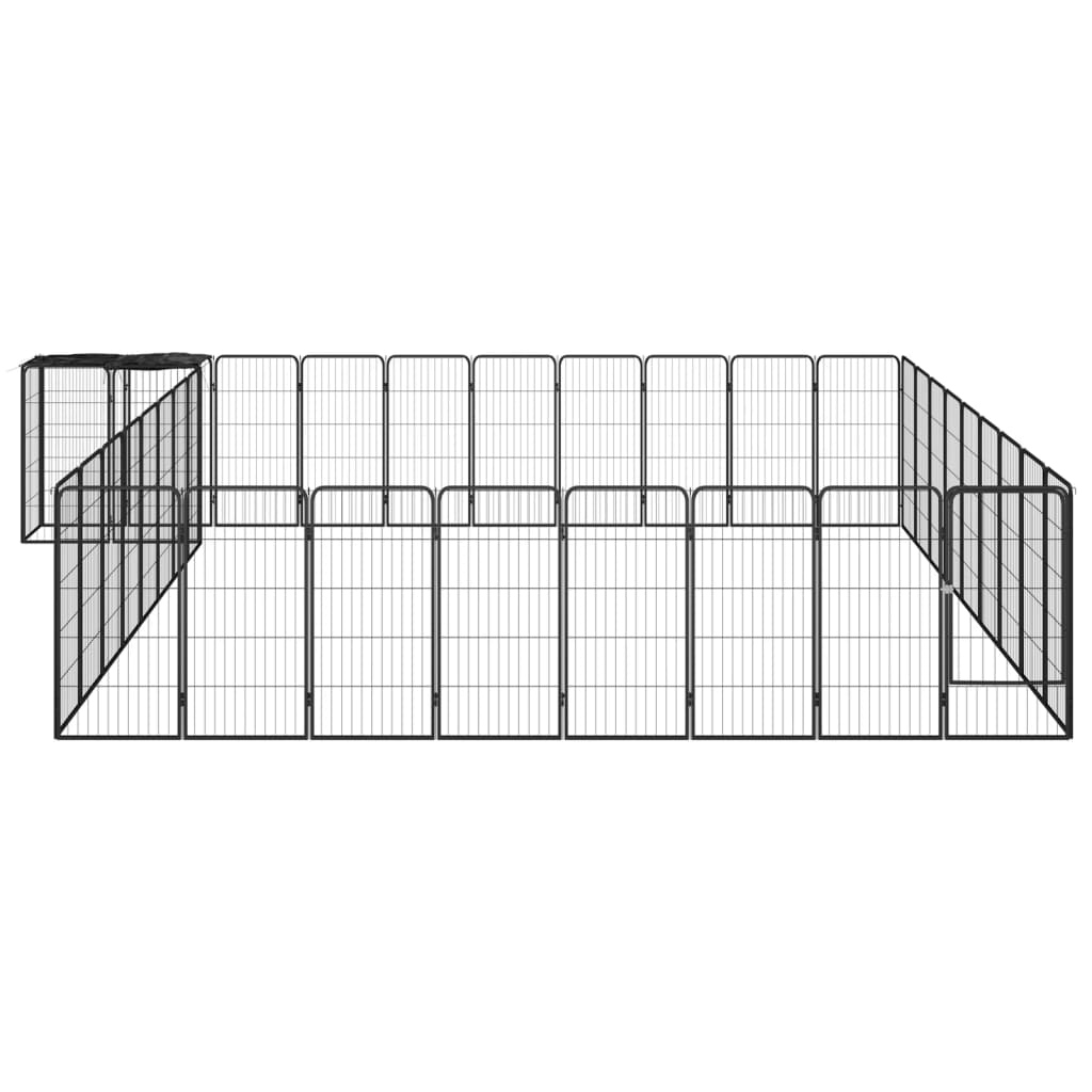 Vidaxl -Hundezwinger 38 Paneele 50 x 100 cm Pulver -Stahlschwarz schwarz