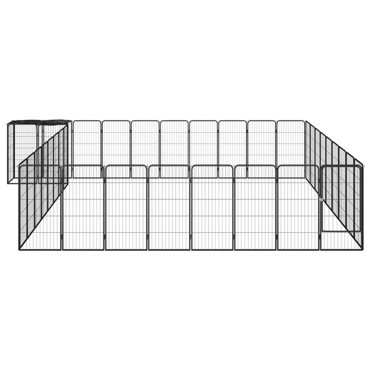 Vidaxl -Hundezwinger 38 Paneele 50 x 100 cm Pulver -Stahlschwarz schwarz