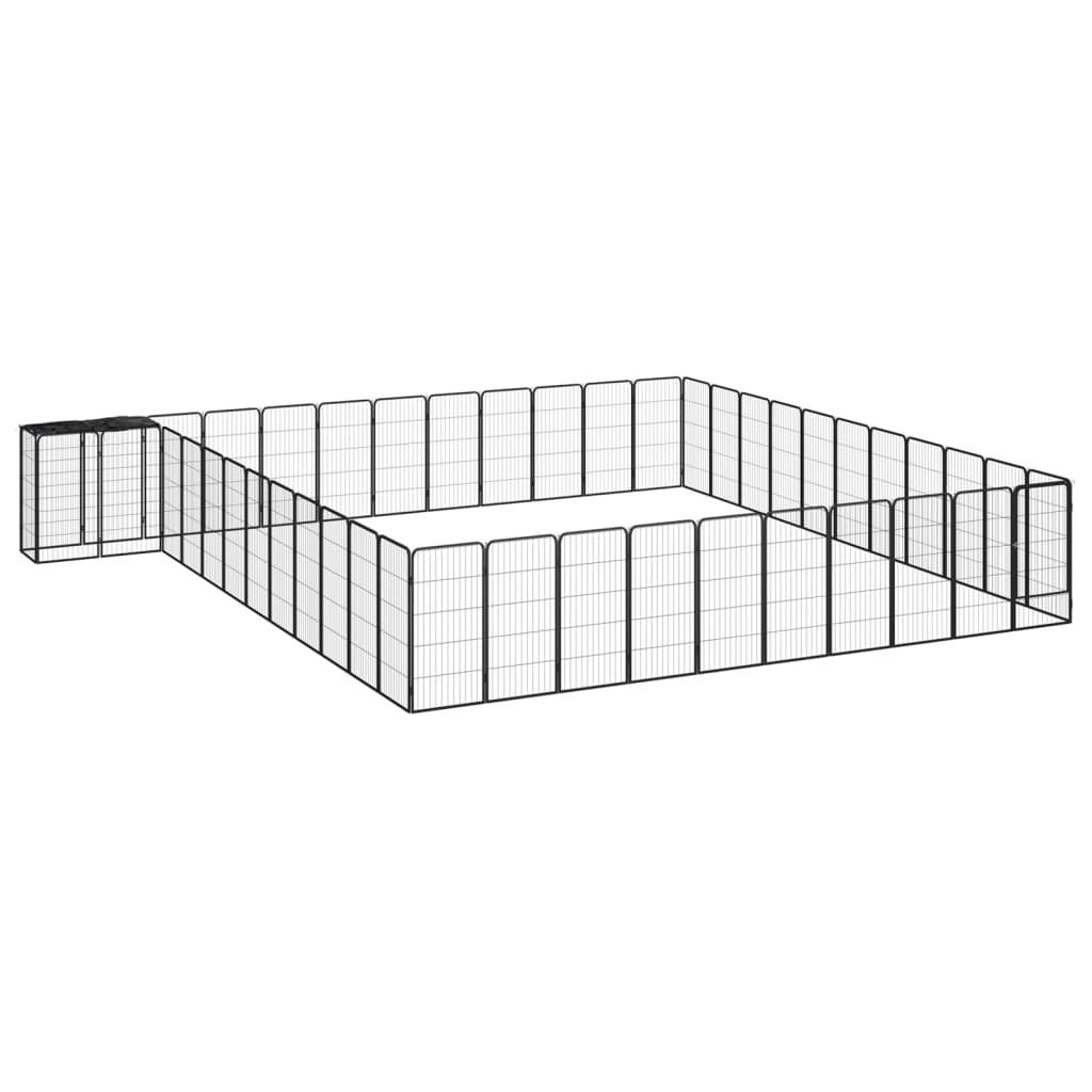 Vidaxl -Hund Kennel 46 Paneele 50 x 100 cm Pulver -Stahlschwarz