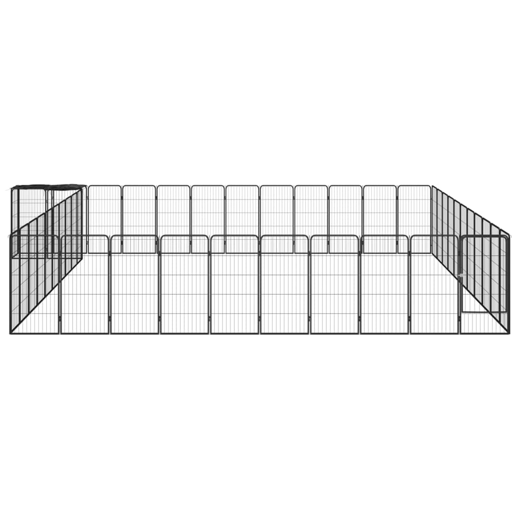 Vidaxl -Hund Kennel 46 Paneele 50 x 100 cm Pulver -Stahlschwarz