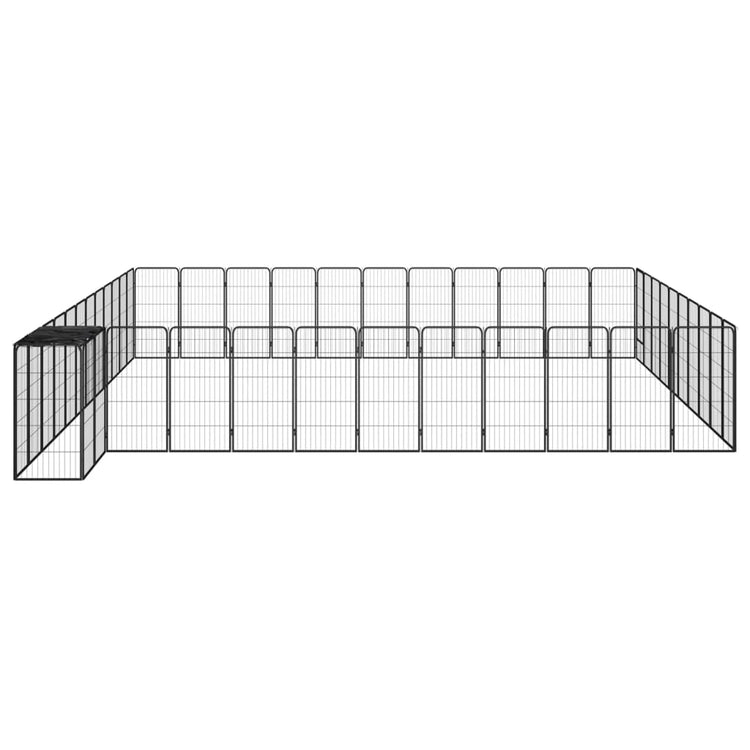 Vidaxl -Hund Kennel 46 Paneele 50 x 100 cm Pulver -Stahlschwarz