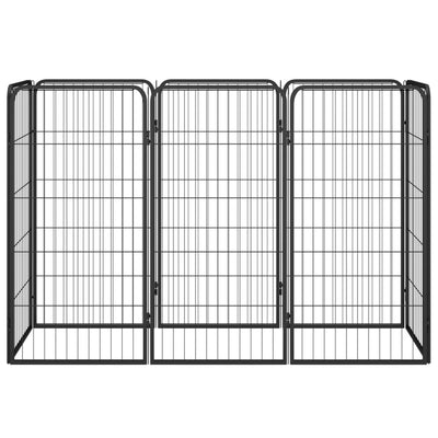 Vidaxl -Hundezwinger 8 Paneele 50 x 100 cm Pulver -Stahlschwarz schwarz