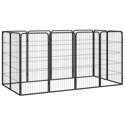 Vidaxl -Hundezwinger 12 Paneele 50 x 100 cm Pulver -Stahlschwarz