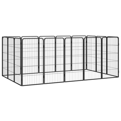 Vidaxl -Hund Kennel 16 Paneele 50 x 100 cm Pulver -Stahlschwarz